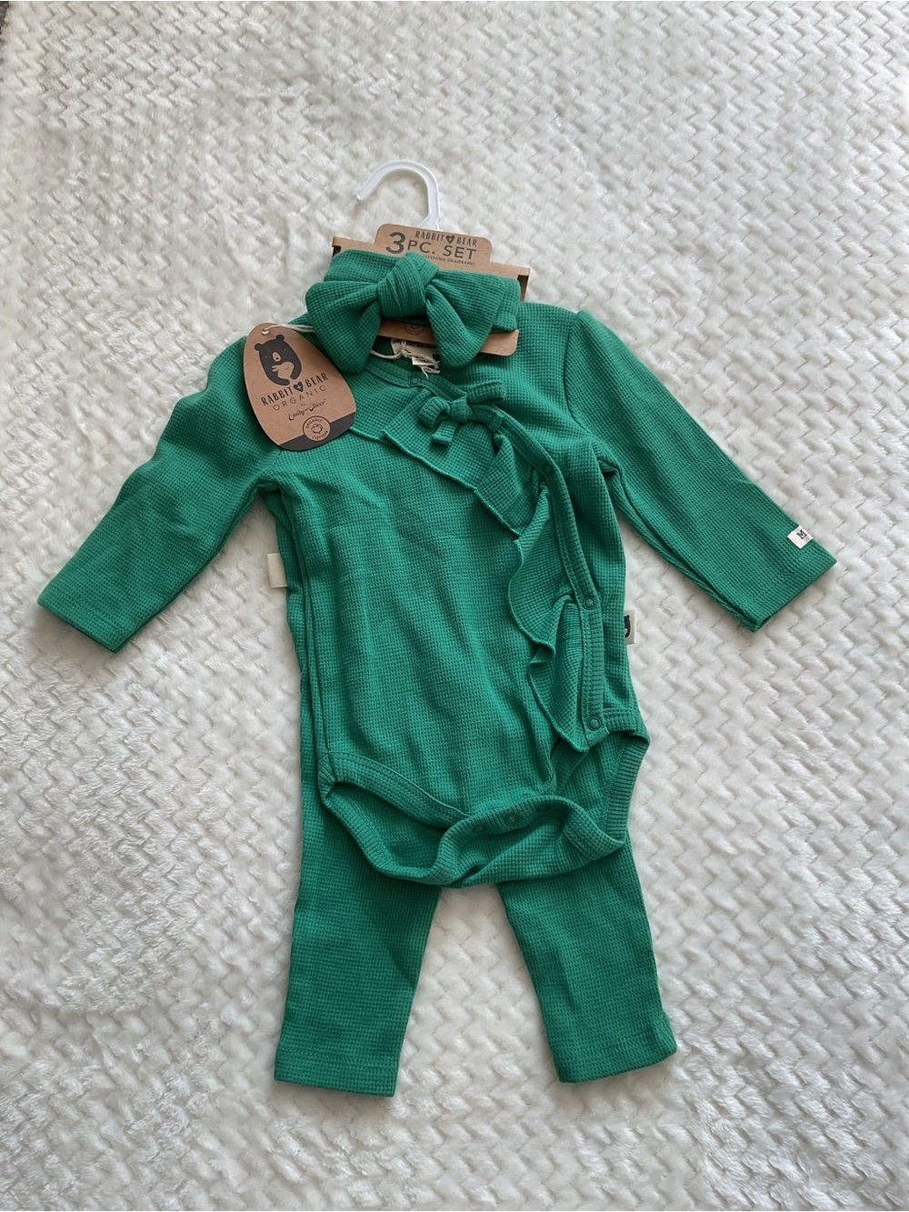NWT Rabbit + Bear Organic Baby Girl 3-Piece Outfit